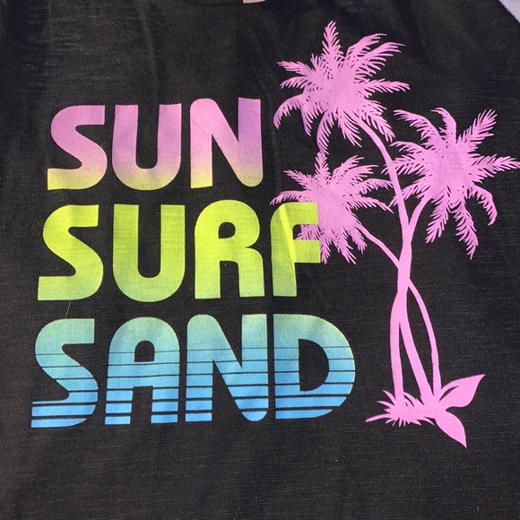 Black Palm Tree Spaghetti Strap Tank Top - Like New - Picture 3 of 5